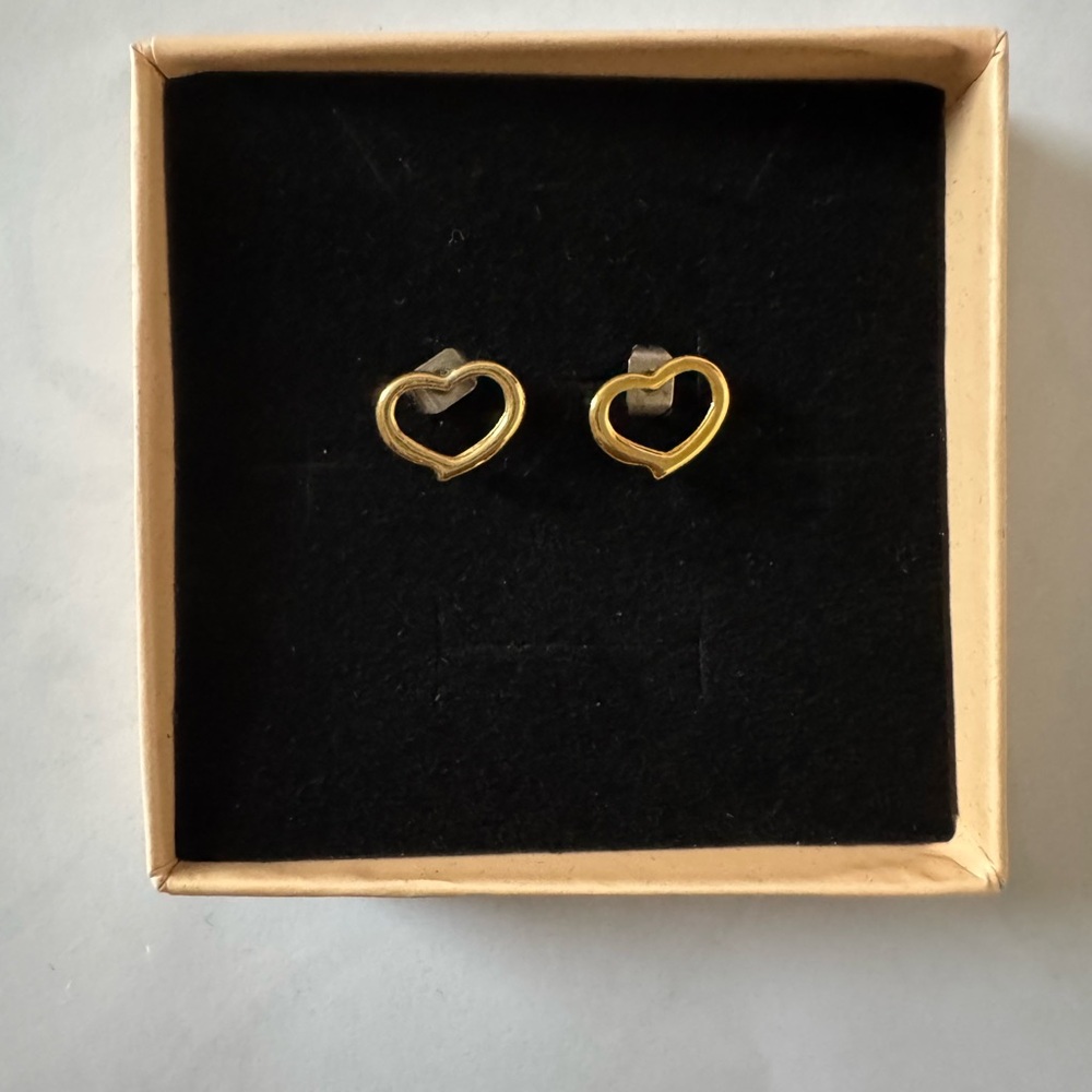 Gold Heart Stud Earrings